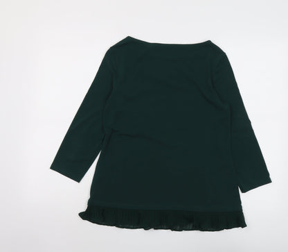 Back view of ESPRIT women’s green polyester basic blouse, size M, boat neck
