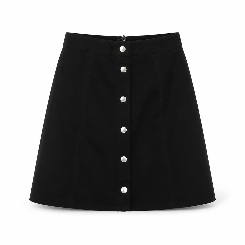 H&M Womens Black Polyester A-Line Skirt Size 6 Zip