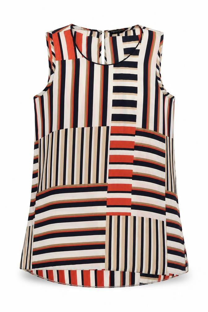 Dorothy Perkins Womens Multicoloured Geometric Polyester Basic Blouse Size 10 Round Neck