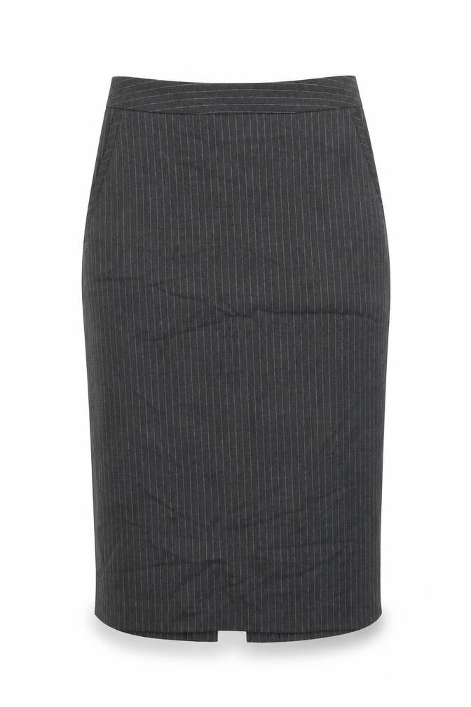 Warehouse Womens Grey Striped Polyester Straight & Pencil Skirt Size 6 Zip