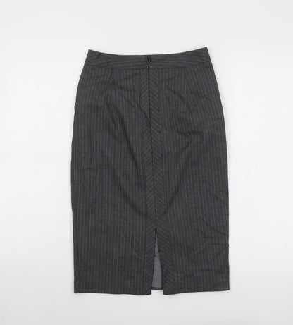 Warehouse Womens Grey Striped Polyester Straight & Pencil Skirt Size 6 Zip