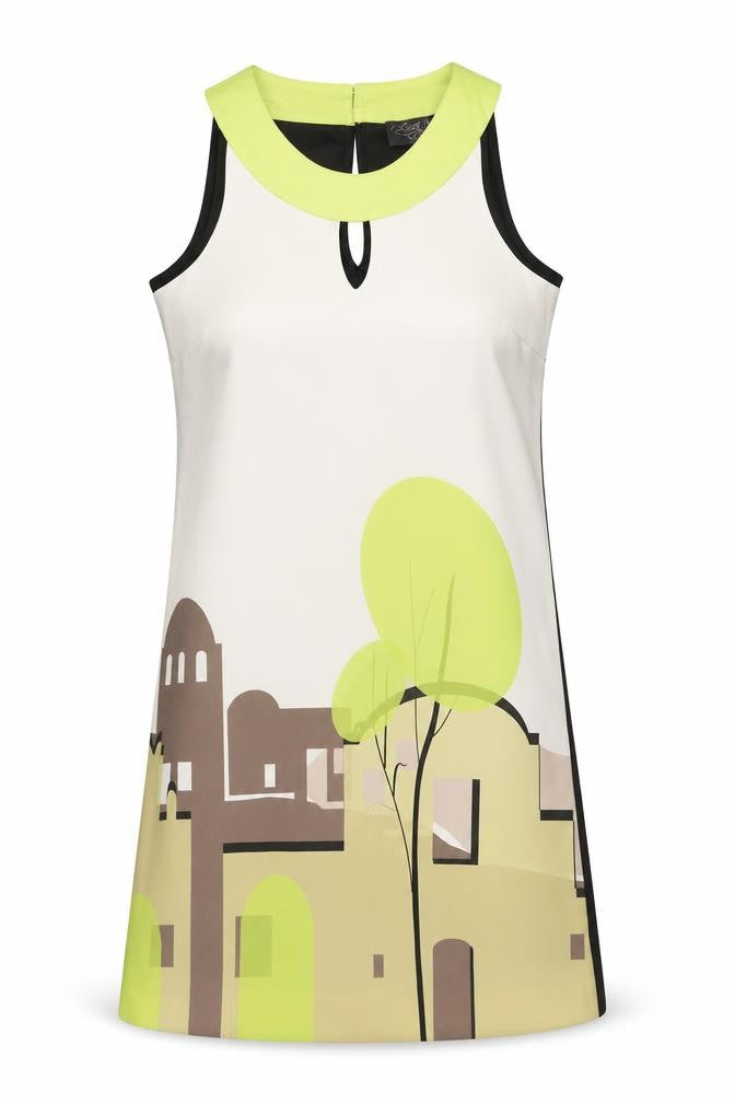 Little Miss Captain Womens Multicoloured Geometric Polyester A-Line Size 2XS Round Neck Button