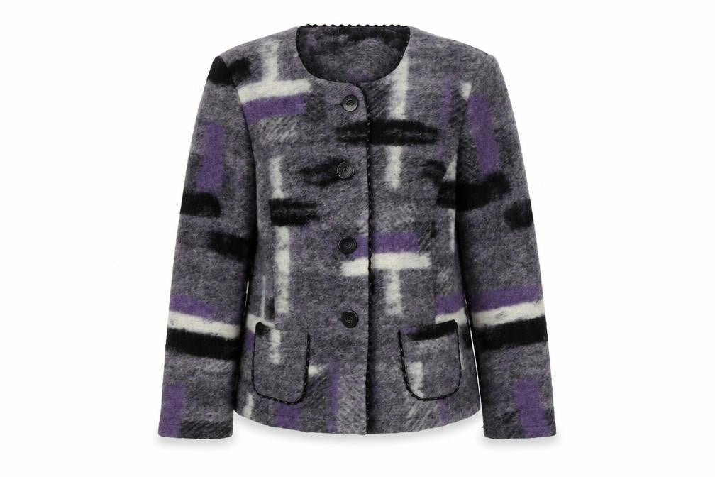 Godske Womens Grey Geometric Jacket Size 16 Button