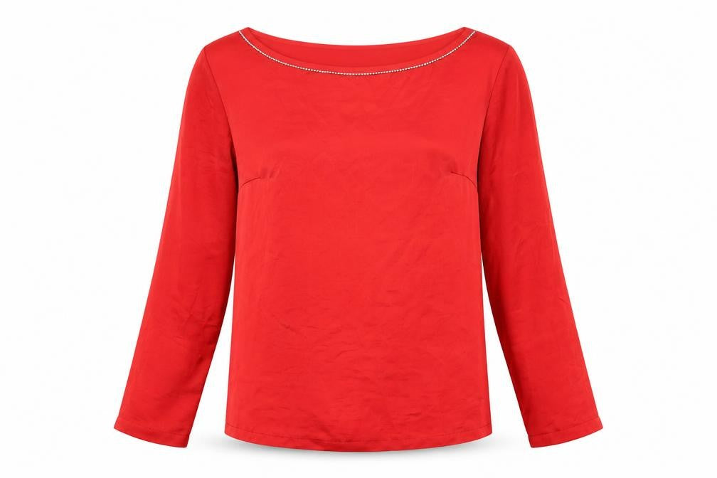NEXT Womens Red Polyester Basic T-Shirt Size 6 Boat Neck