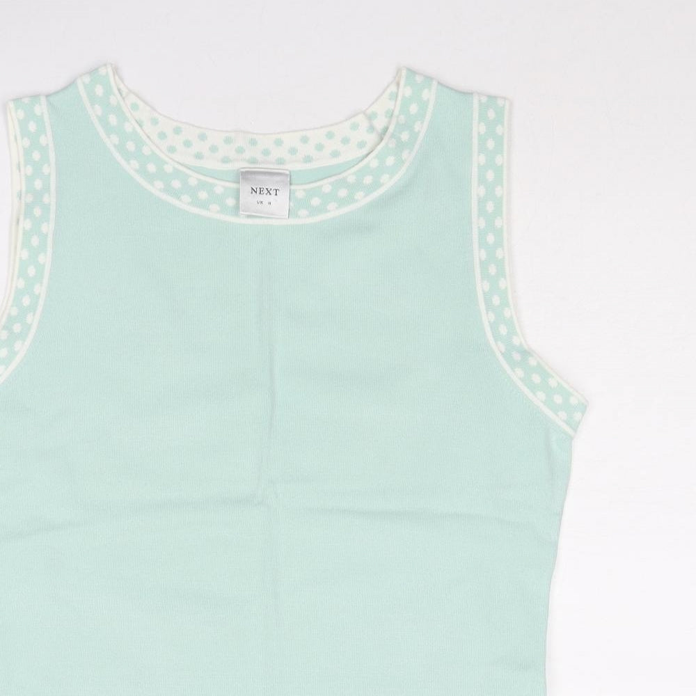 NEXT Womens Blue Round Neck Acrylic Vest Jumper Size 16
