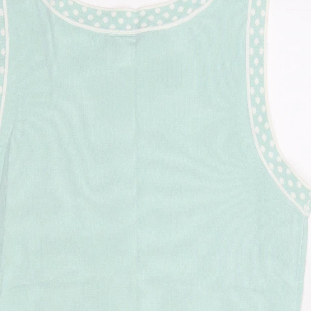 NEXT Womens Blue Round Neck Acrylic Vest Jumper Size 16
