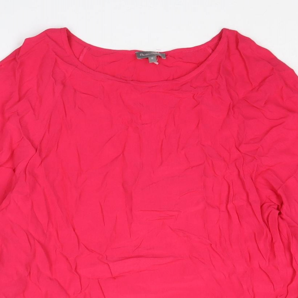 Phase Eight Womens Pink Viscose Basic Blouse Size 8 Boat Neck - Crocheted Lace Trim