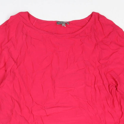 Phase Eight Womens Pink Viscose Basic Blouse Size 8 Boat Neck - Crocheted Lace Trim