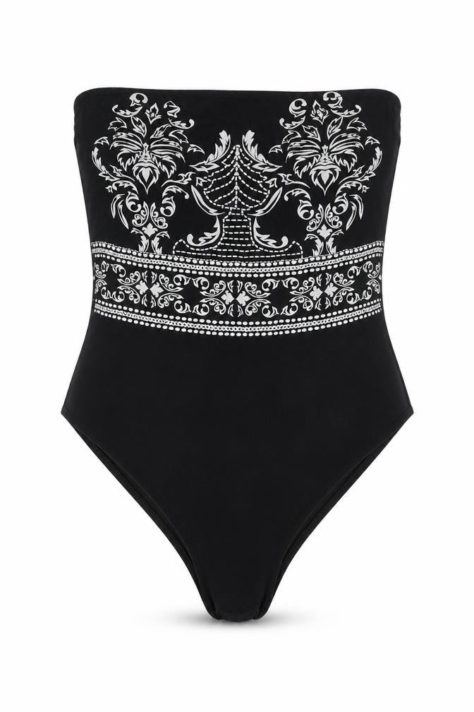 PRETTYLITTLETHING Womens Black Viscose Bodysuit One-Piece Size 8 Snap