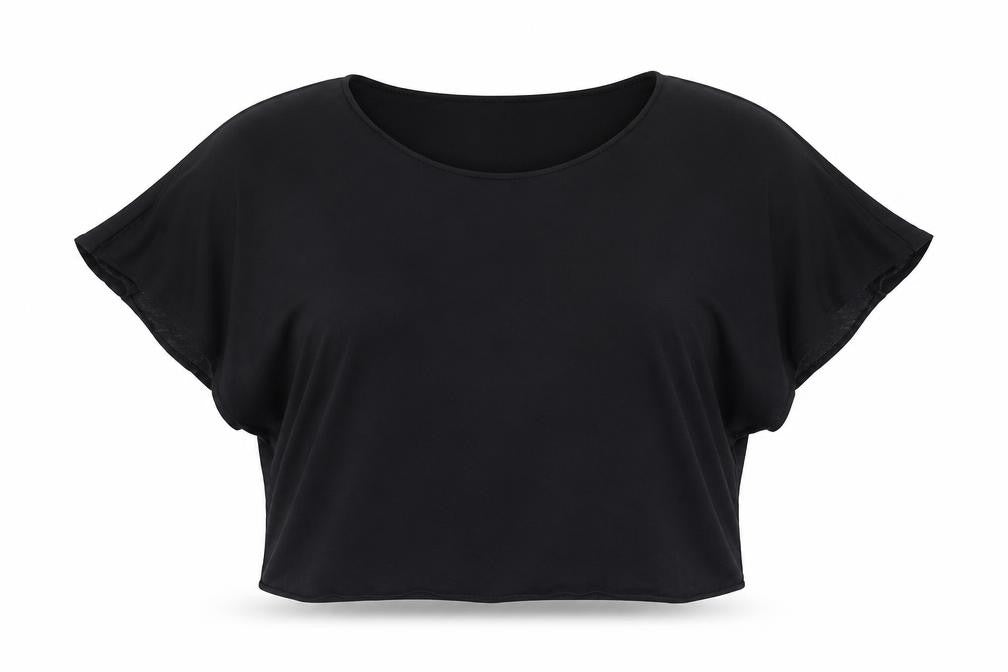 Zara Womens Black Polyester Basic Blouse Size S Boat Neck - Batwing Sleeves