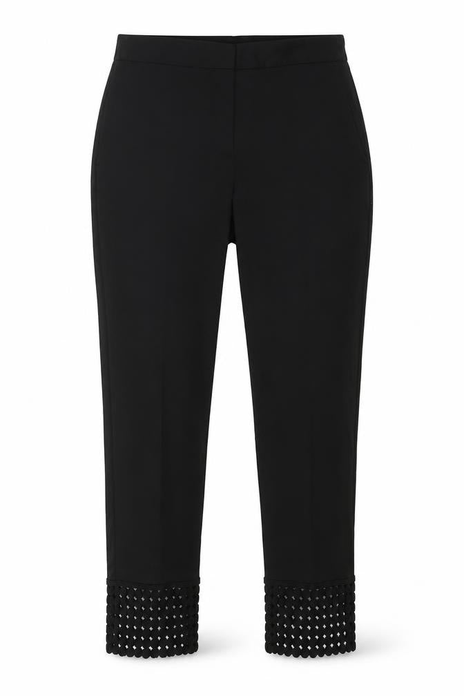 Zara Womens Black Cotton Trousers Size S Regular Zip - Hem Detail