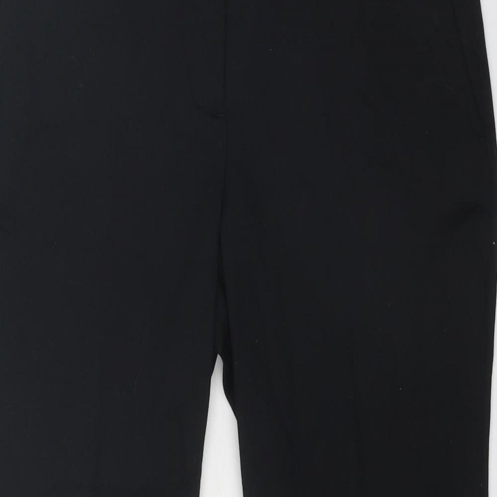 Zara Womens Black Cotton Trousers Size S Regular Zip - Hem Detail