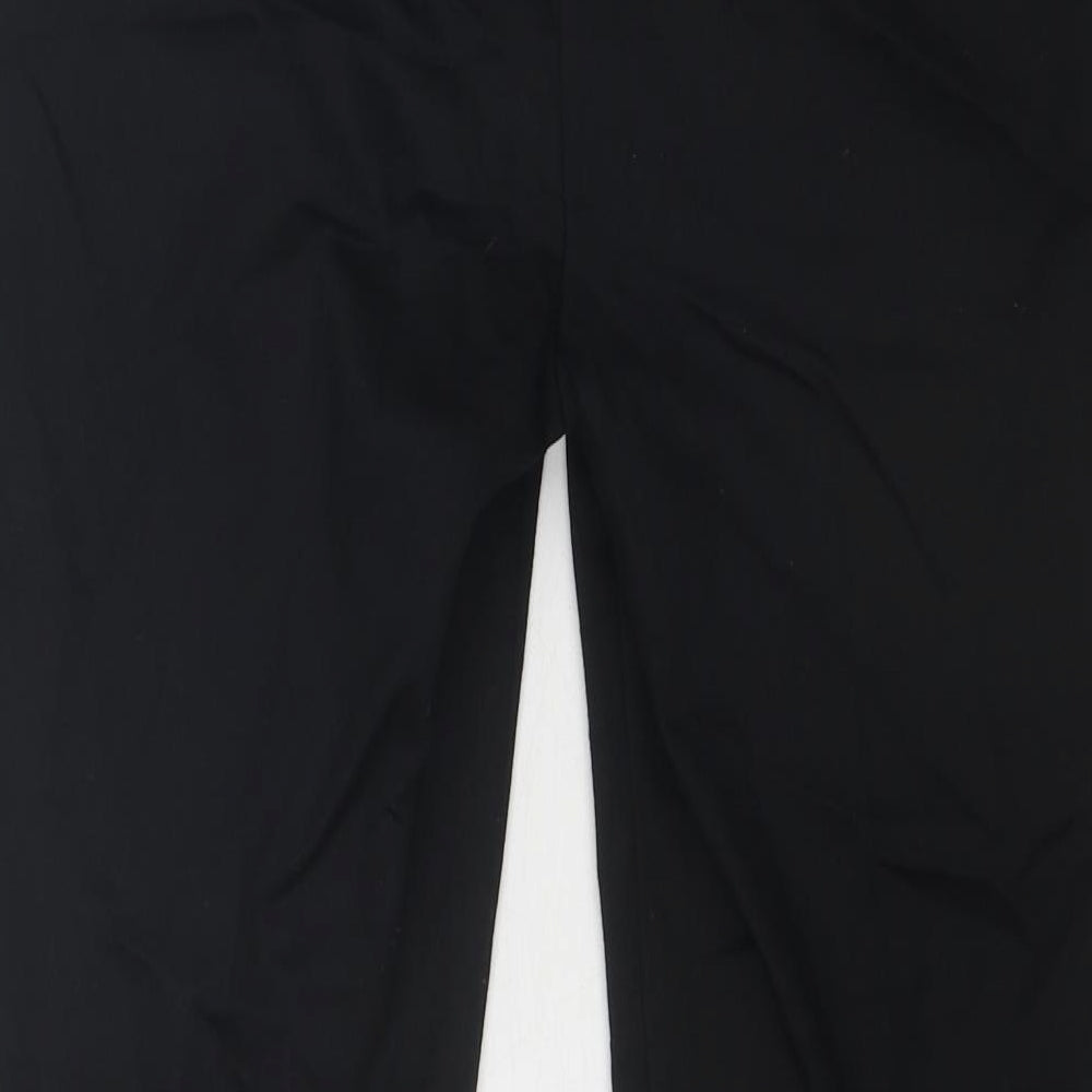 Zara Womens Black Cotton Trousers Size S Regular Zip - Hem Detail