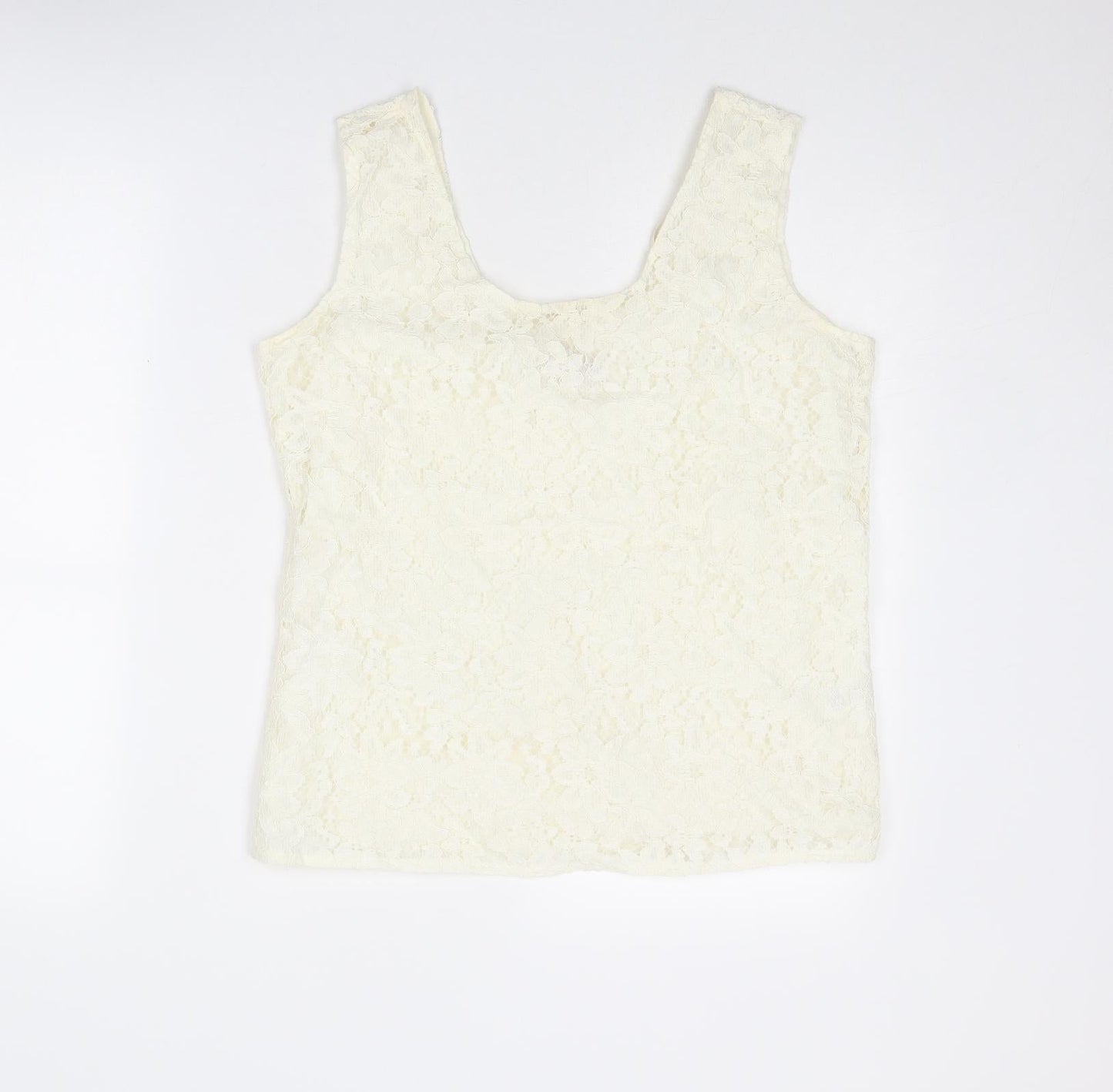 Richards Womens Ivory Viscose Basic Tank Size 12 Round Neck