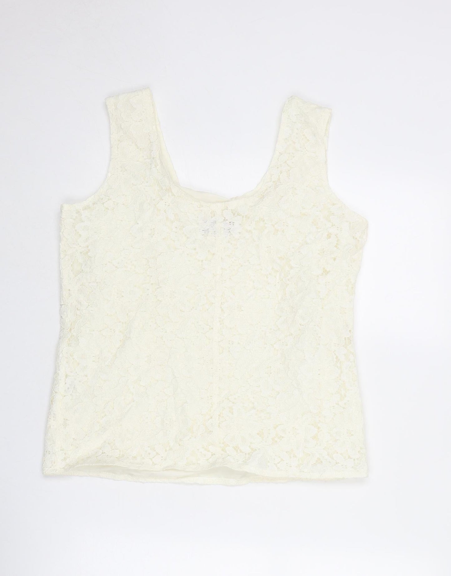 Richards Womens Ivory Viscose Basic Tank Size 12 Round Neck