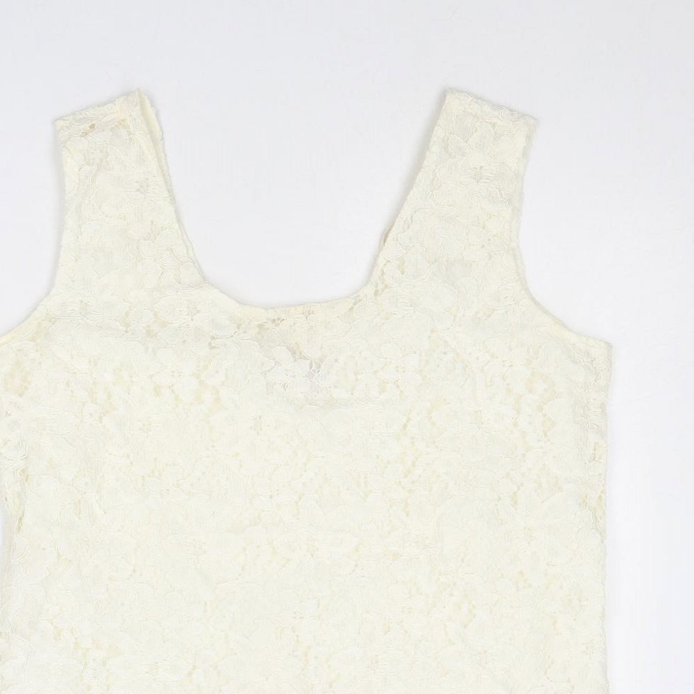 Richards Womens Ivory Viscose Basic Tank Size 12 Round Neck