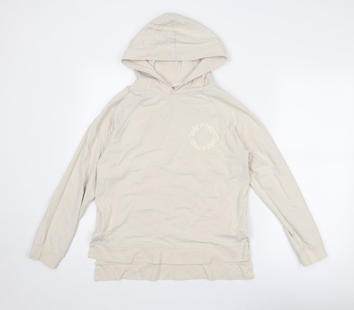 John Lewis Womens Beige Cotton Pullover Hoodie Size S Pullover - Take It Easy