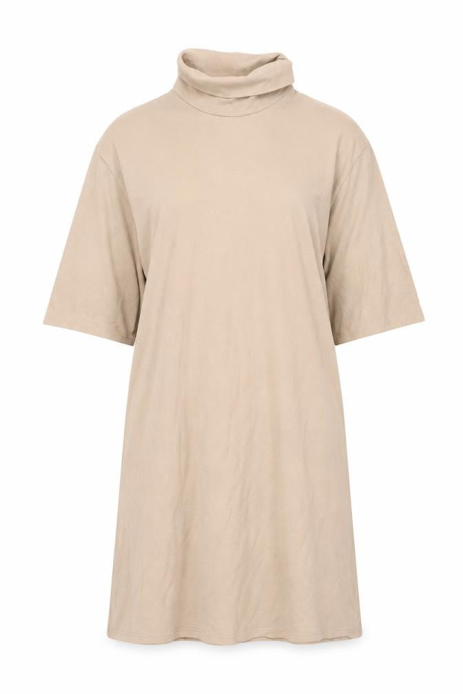 Zara Womens Beige Cotton Jumper Dress Size M Roll Neck Pullover