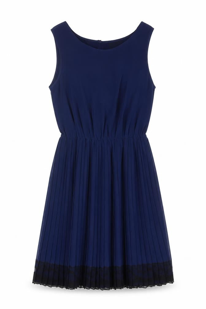 ASOS Womens Blue Colourblock Polyester Fit & Flare Size 10 Round Neck Button