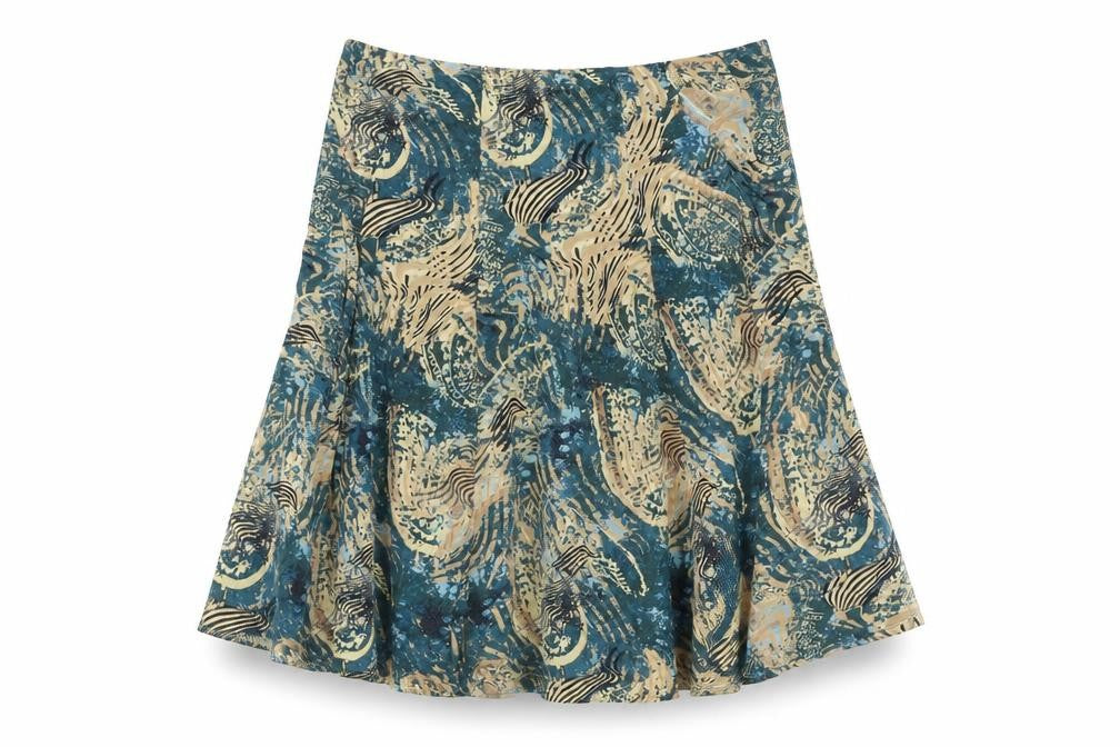EWM Womens Multicoloured Geometric Viscose Swing Skirt Size 10