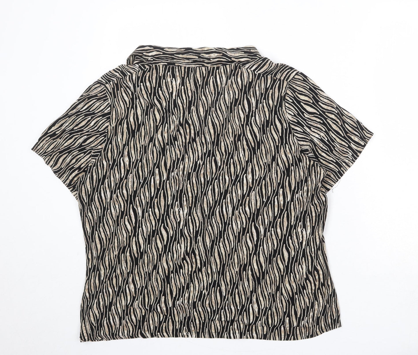 Marks and Spencer Womens Black Geometric Viscose Basic Button-Up Size 20 Collared