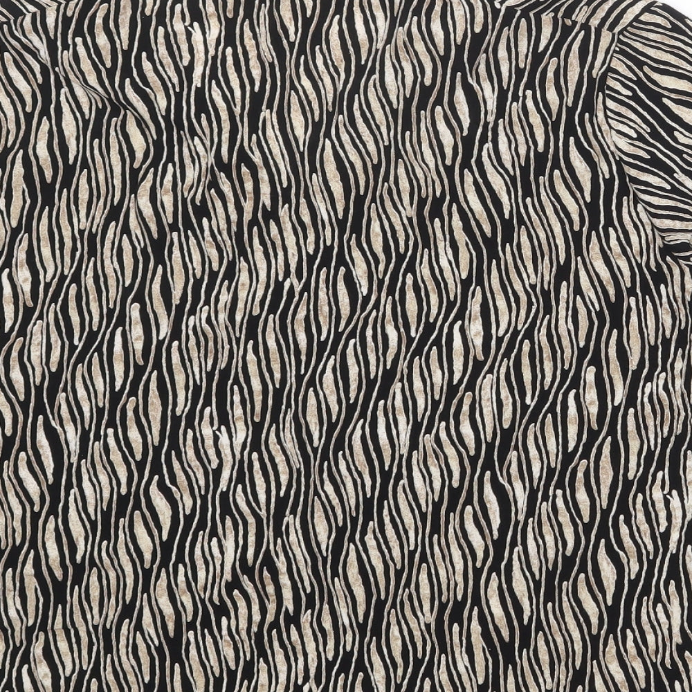 Marks and Spencer Womens Black Geometric Viscose Basic Button-Up Size 20 Collared