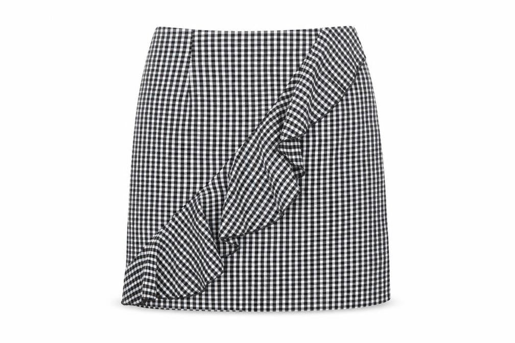 H&M Womens Multicoloured Check Viscose A-Line Skirt Size 8 Zip