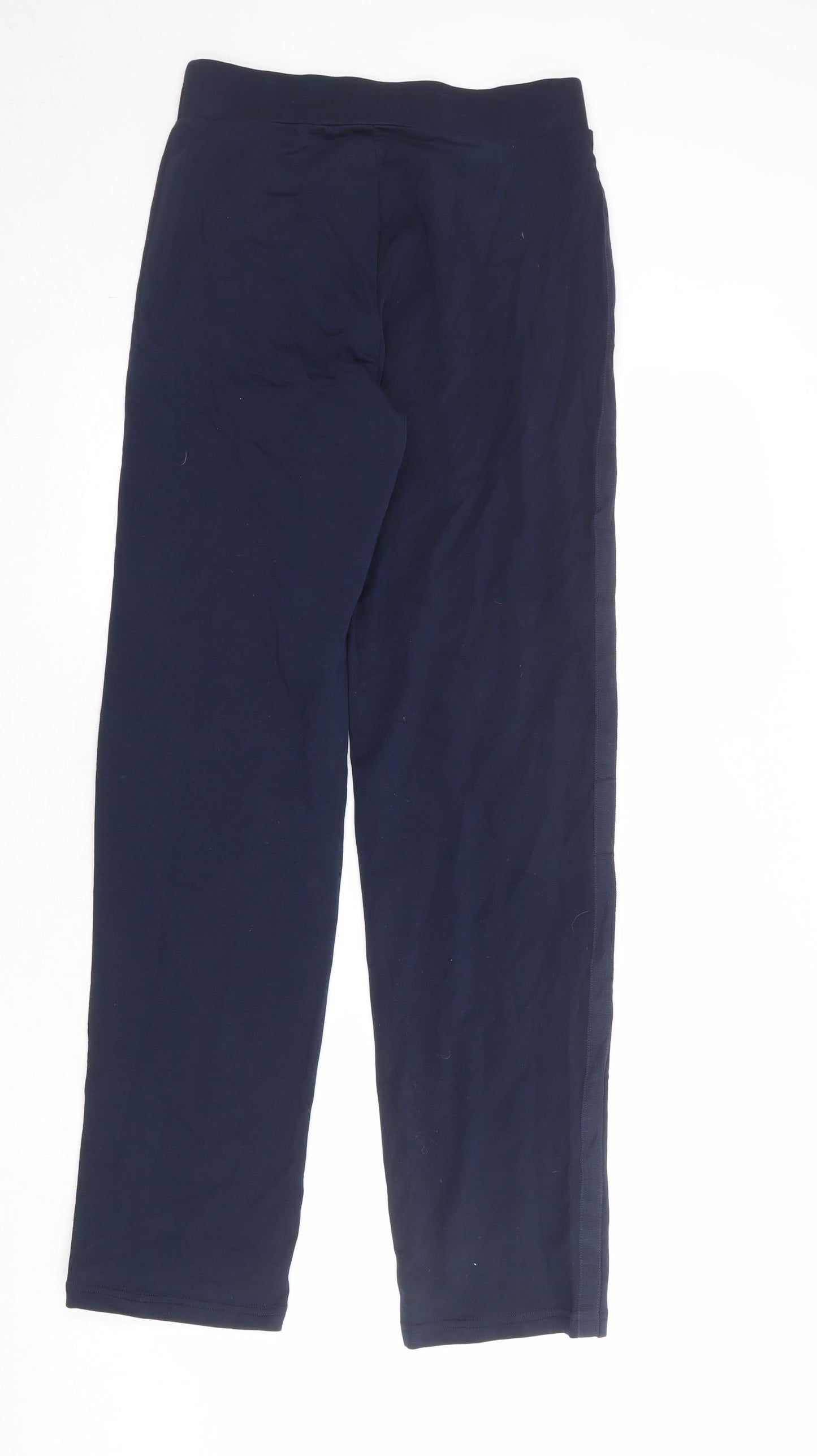 Marks and Spencer Womens Blue Cotton Trousers Size 8 Regular Drawstring - Zipped Pockets