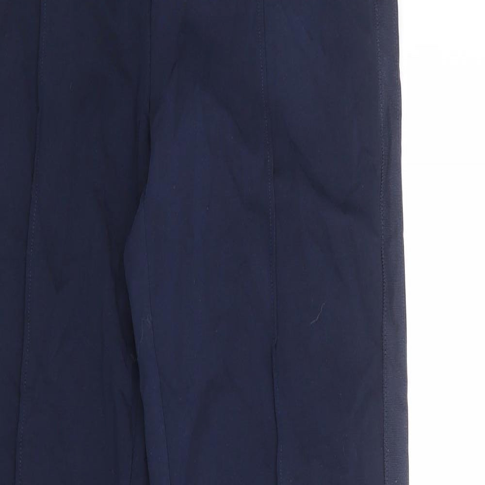 Marks and Spencer Womens Blue Cotton Trousers Size 8 Regular Drawstring - Zipped Pockets