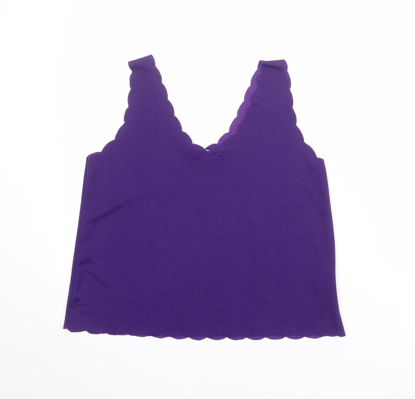 Liquid Womens Purple Polyester Camisole Tank Size M V-Neck - Size M-L Scallop Trim