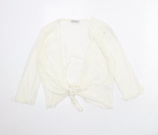 Simply Stockshop Womens Ivory V-Neck Acrylic Cardigan Jumper Size S