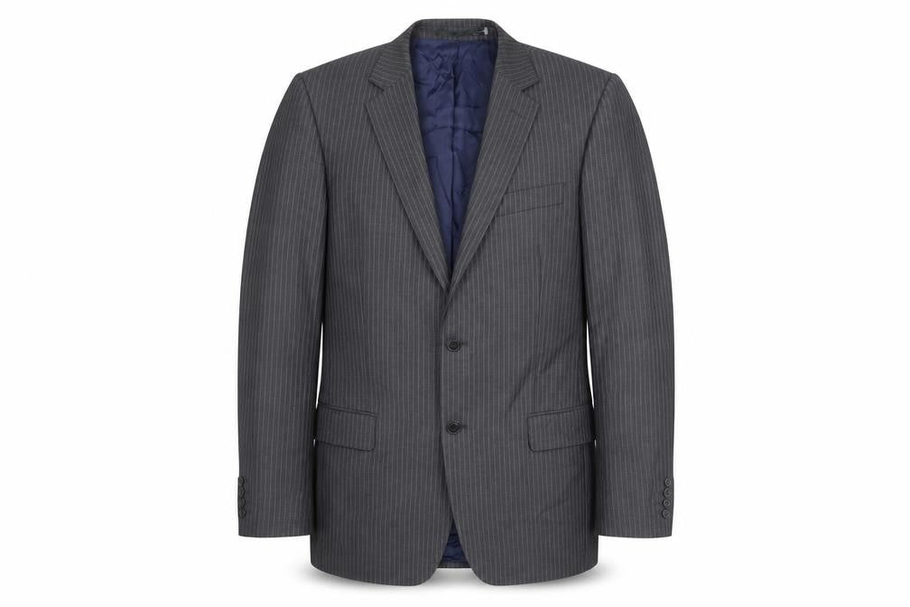 John Lewis Mens Grey Striped Wool Jacket Suit Jacket Size 42 Regular