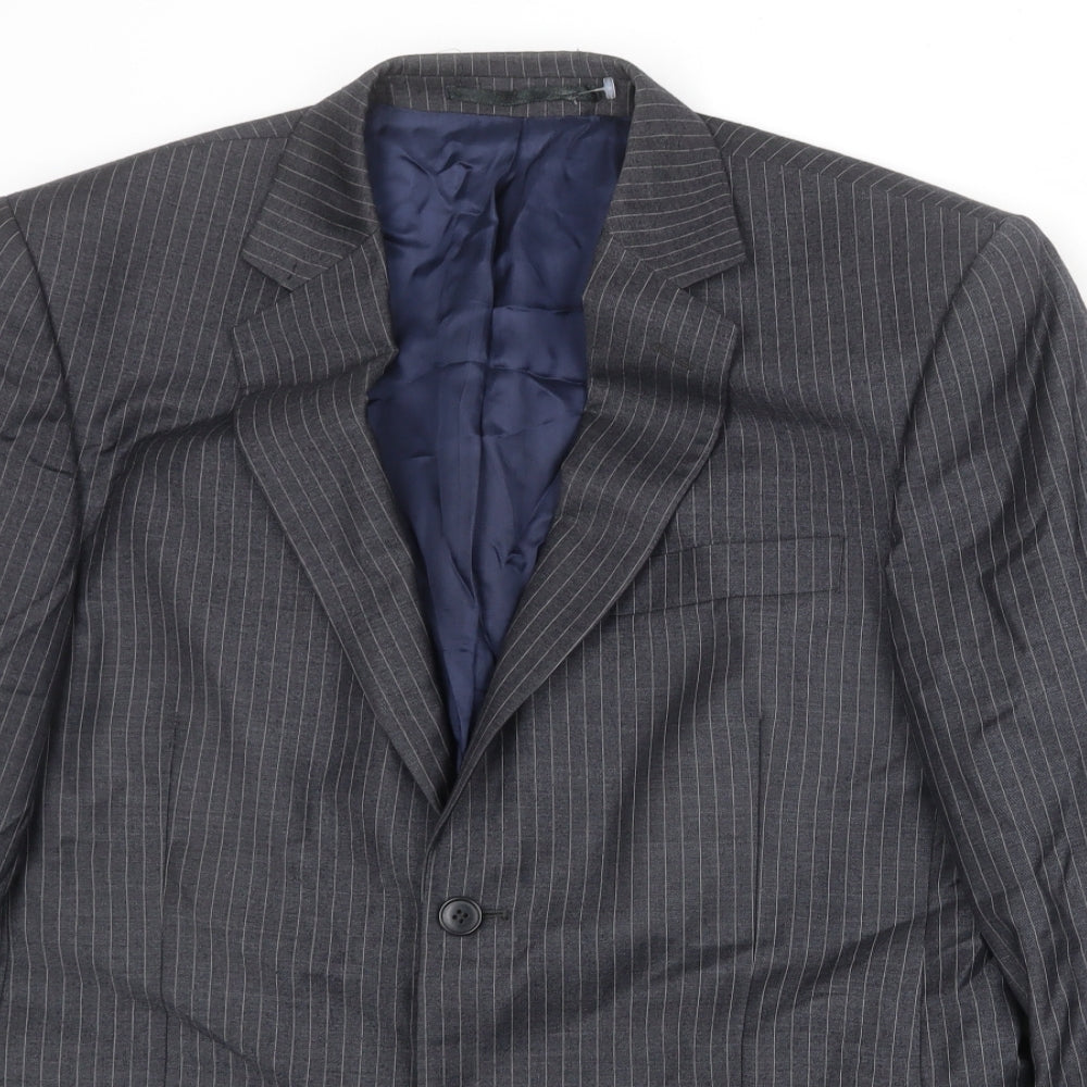 John Lewis Mens Grey Striped Wool Jacket Suit Jacket Size 42 Regular