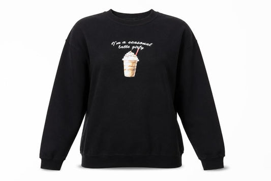 ASOS Womens Black Cotton Pullover Sweatshirt Size M Pullover - I'm A Seasonal Latte Girl