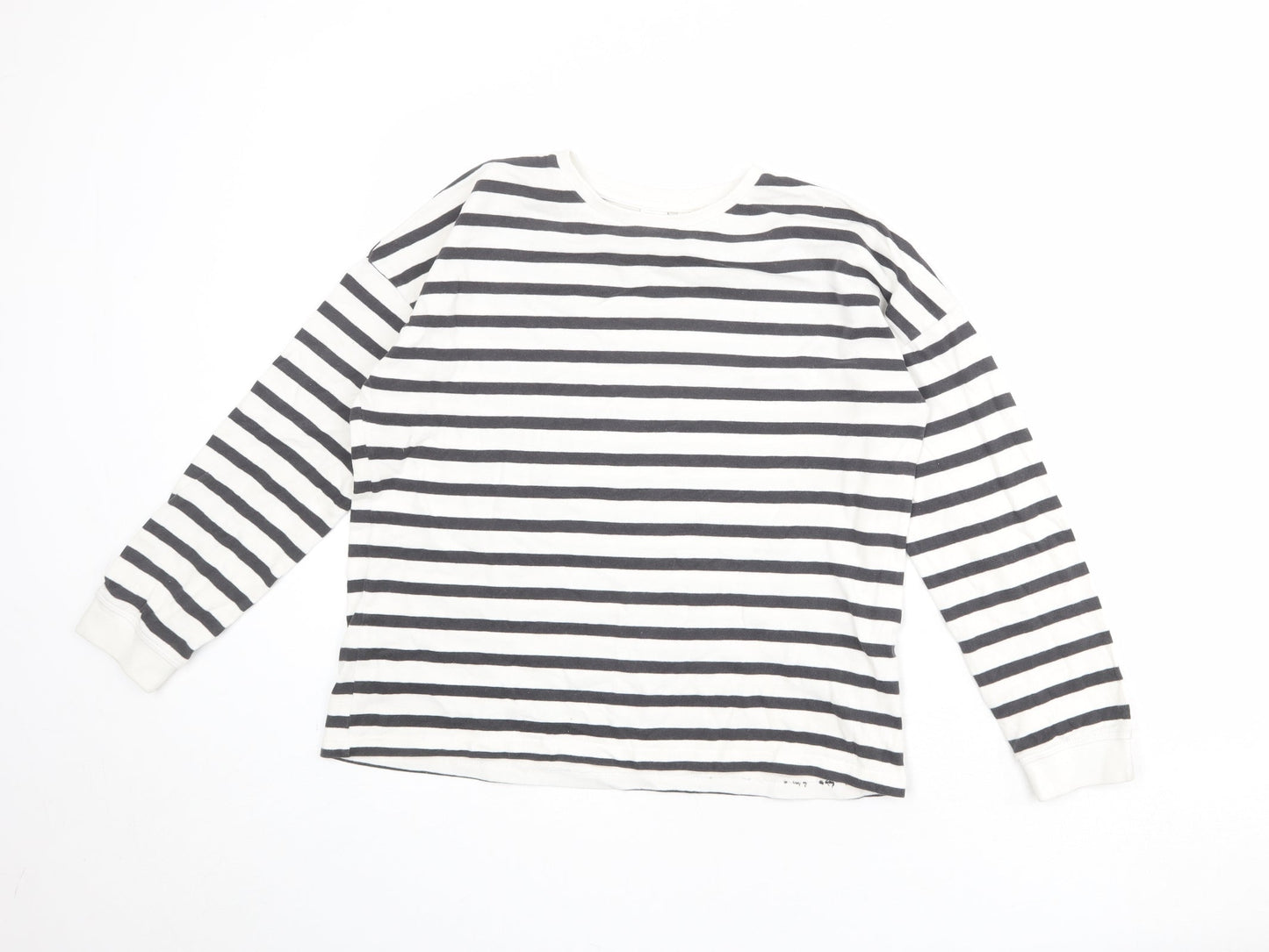 NEXT Girls White Striped 100% Cotton Pullover Sweatshirt Size 11 Years Pullover