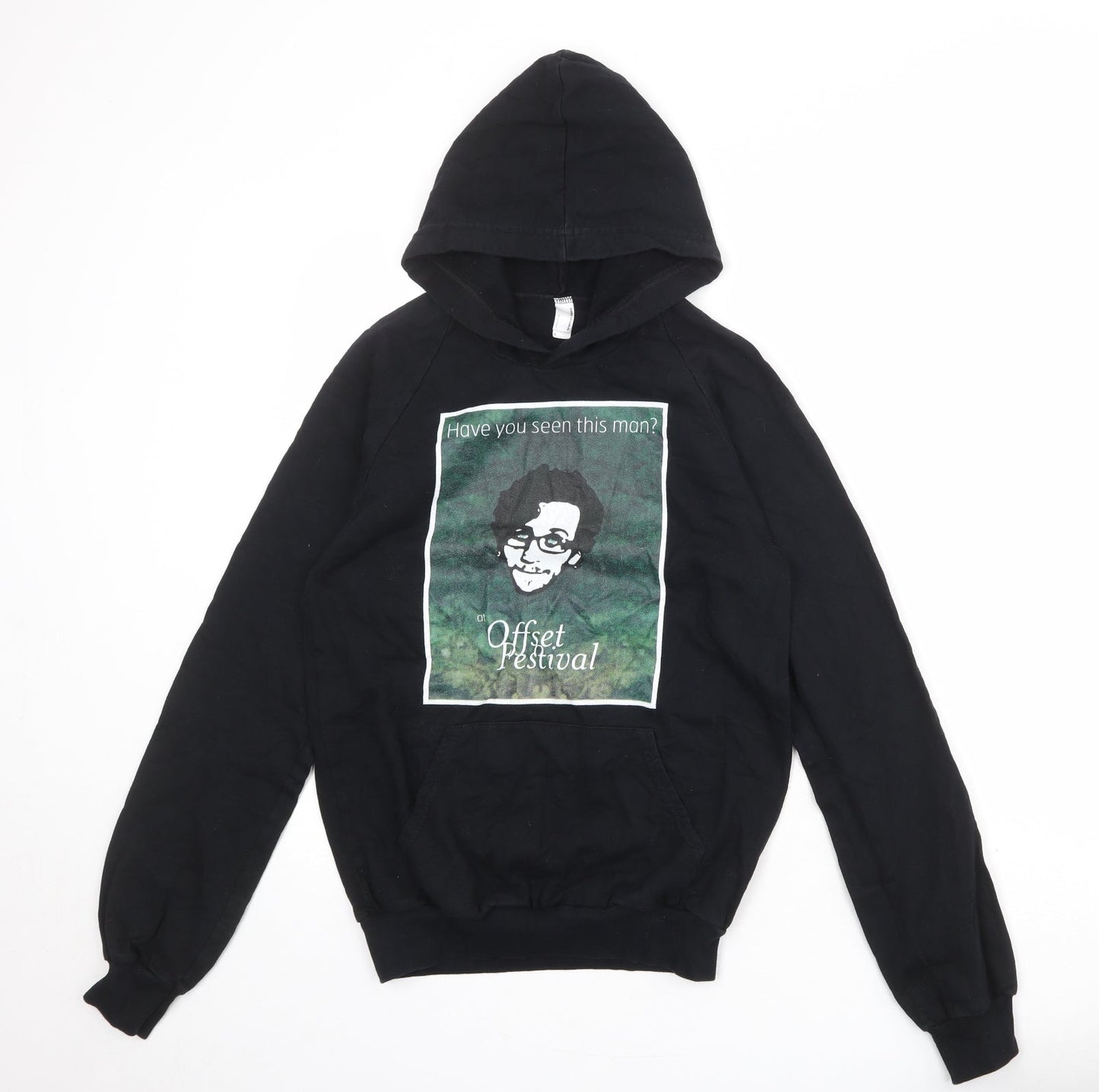American Apparel Womens Black 100% Cotton Pullover Hoodie Size S Pullover