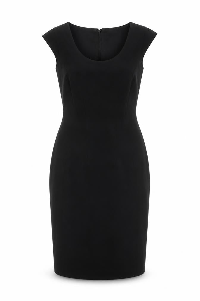 Ann Taylor Womens Black Polyester Shift Size M Round Neck Zip
