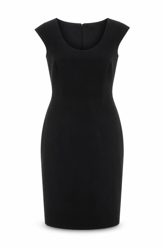 Ann Taylor Womens Black Polyester Shift Size M Round Neck Zip