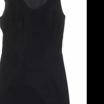 Ann Taylor Womens Black Polyester Shift Size M Round Neck Zip