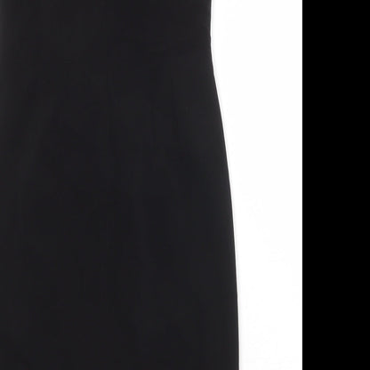 Ann Taylor Womens Black Polyester Shift Size M Round Neck Zip