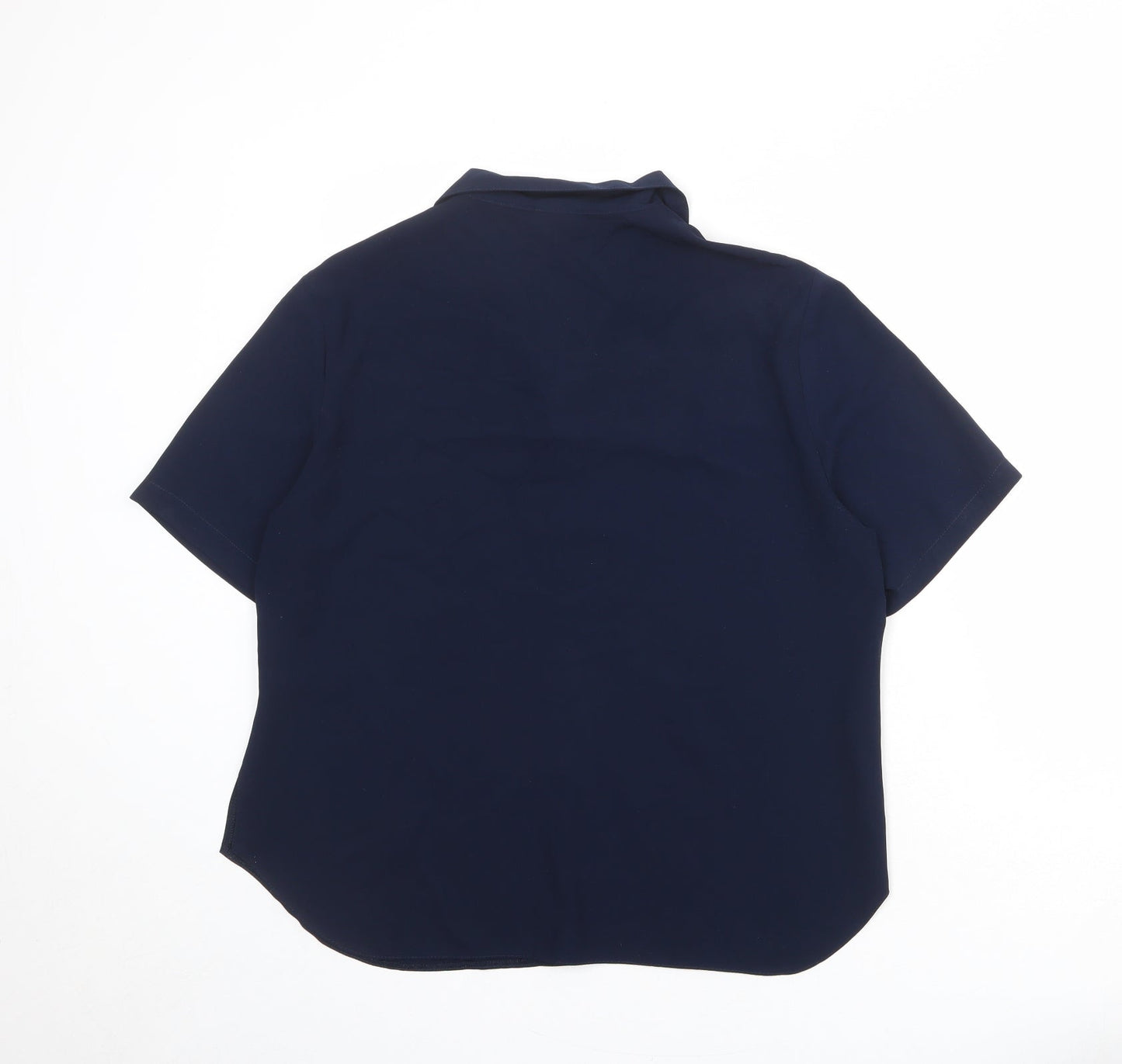 Fosby Womens Blue Polyester Basic Button-Up Size 16 Collared