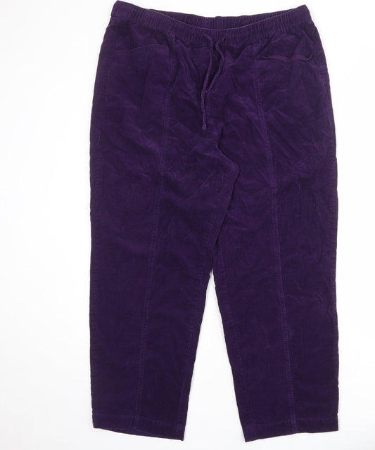 EWM Womens Purple Cotton Jogger Trousers Size 36 in Regular Drawstring