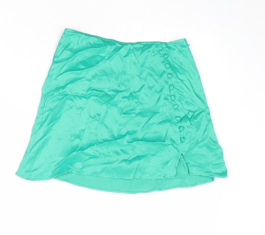 Zara Womens Green Polyester Mini Skirt Size XS Zip