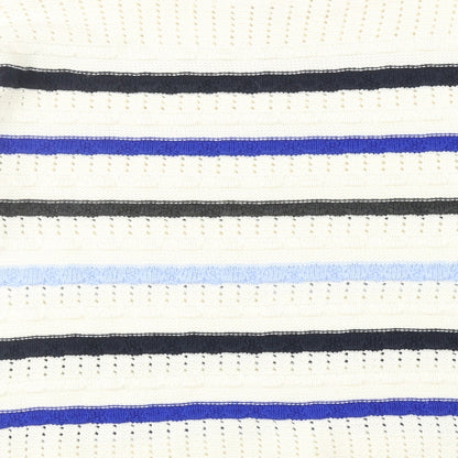 Dorothy Perkins Womens Ivory Mock Neck Striped Acrylic Pullover Jumper Size L