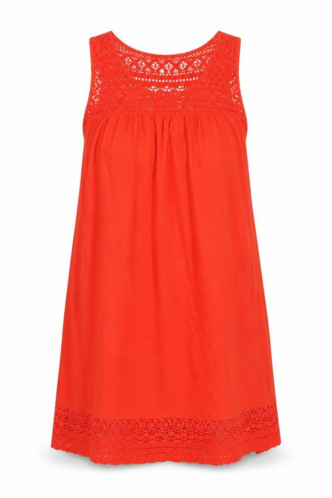 H&M Womens Red Cotton Tank Dress Size S Round Neck Pullover