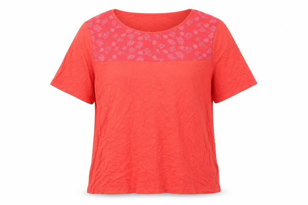 Canda Womens Pink Viscose Basic T-Shirt Size M Round Neck