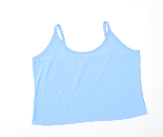 Michele Hope Womens Blue Polyester Basic Tank Size 26 Round Neck
