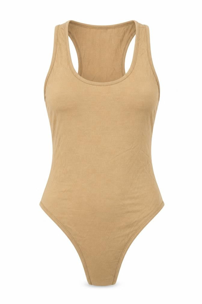 PRETTYLITTLETHING Womens Brown Viscose Bodysuit One-Piece Size 6 Snap