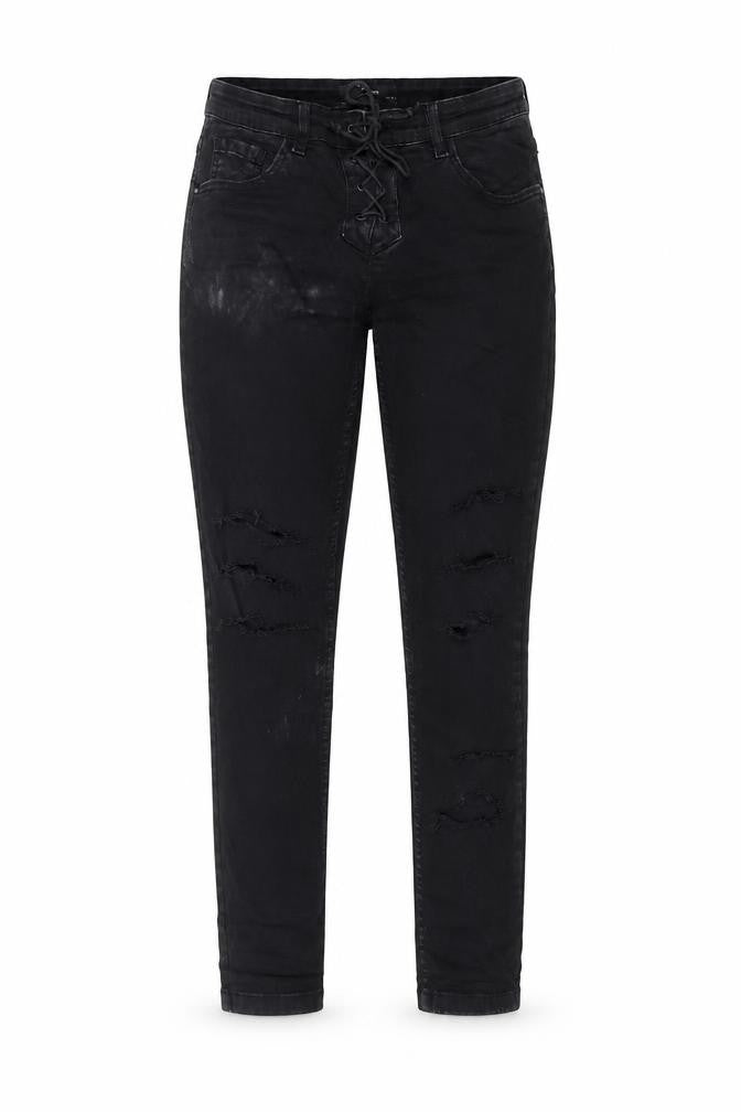 RESERVED Womens Black Cotton Skinny Jeans Size 12 Regular Lace Up - Lace Up Front