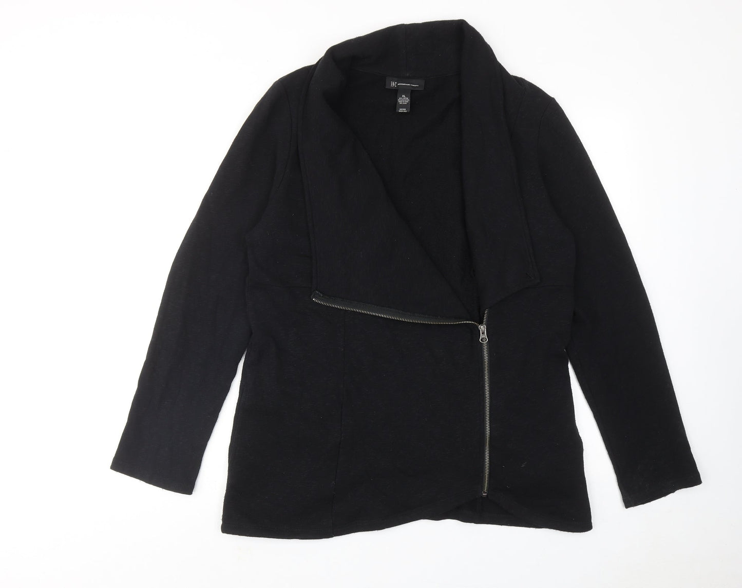 I.N.C Womens Black Cotton Jacket Size XL Zip